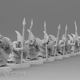 Описание картинки Night Goblins (Spear and Shield) от Naggaroth Night по цене 200руб | Свободный Рынок Миниатюр - СРМ