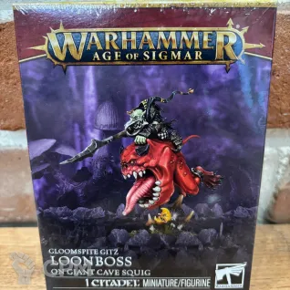 Описание картинки Loonboss on Giant Cave Squig от WarhammerBaby по цене 4 200руб | Свободный Рынок Миниатюр - СРМ