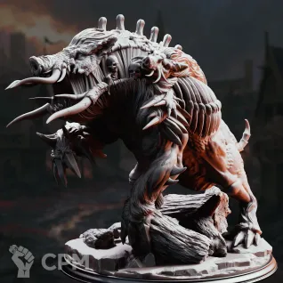 Описание картинки Blighted Giant Boar - Nogoron от PocketSized Prints по цене 550руб | Свободный Рынок Миниатюр - СРМ