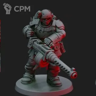 Описание картинки Heretic with Heavy Stubber от 3D Print Workshop по цене 174руб | Свободный Рынок Миниатюр - СРМ