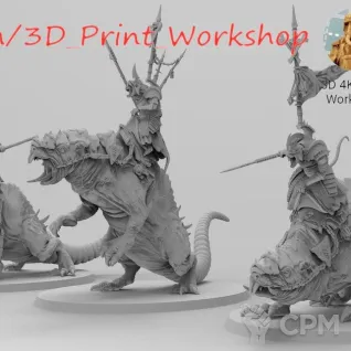 Описание картинки Skaven Warlord / Clawlord on Brood Horror от 3Д печать миниатюр по цене 2 086руб | Свободный Рынок Миниатюр - СРМ