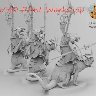 Описание картинки Skaven Chieftain on Poxed Rat от 3Д печать миниатюр по цене 1 126руб | Свободный Рынок Миниатюр - СРМ