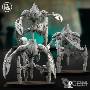 Описание картинки Skorpekh Destroyers/One Page Rules - Robot Legions - Tri-Scorpions от Laboratory of Chaos по цене 210руб | Свободный Рынок Миниатюр - СРМ