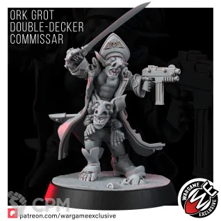 Описание картинки ORK GROT DOUBLE-DECKER COMMISSAR от Manufactorum76 по цене 180руб | Свободный Рынок Миниатюр - СРМ