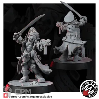 Описание картинки ORK GROT DOUBLE-DECKER COMMISSAR от Manufactorum76 по цене 180руб | Свободный Рынок Миниатюр - СРМ