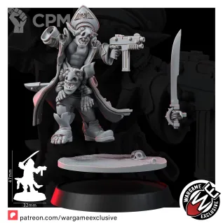 Описание картинки ORK GROT DOUBLE-DECKER COMMISSAR от Manufactorum76 по цене 180руб | Свободный Рынок Миниатюр - СРМ