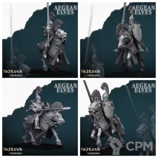 Описание картинки Aegean Elves Mounted Lances от 3DPrintClub по цене 280руб | Свободный Рынок Миниатюр - СРМ