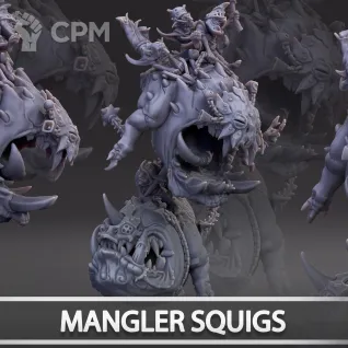 Описание картинки Mangler Squig / Loonboss on Mangler Squigs от Knight of Light по цене 1 800руб | Свободный Рынок Миниатюр - СРМ