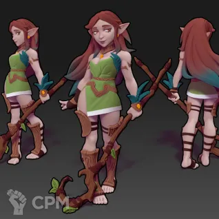 Описание картинки Patina the Druid ( Female Elf Druid ) от PocketSized Prints по цене 250руб | Свободный Рынок Миниатюр - СРМ