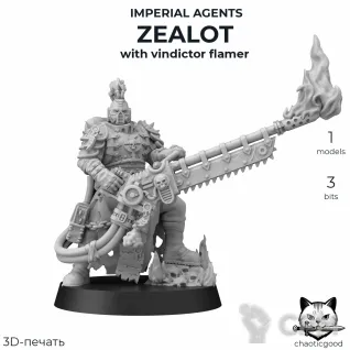 Описание картинки Zealot with vindictor flamer от  по цене 180руб | Свободный Рынок Миниатюр - СРМ