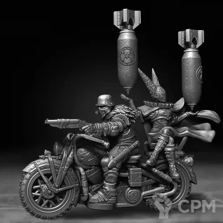 Описание картинки Cadaver Corps Biker Cavalry (4 миниатюры) от Подземный человек по цене 1 340руб | Свободный Рынок Миниатюр - СРМ
