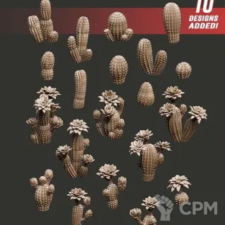 Описание картинки Набор маленьких кактусов с цветочками от Логово Каракатицы  по цене 260руб | Свободный Рынок Миниатюр - СРМ