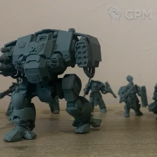 Описание картинки Дредноут Империума — стальной колосс войны от Flameborn_Minis по цене 600руб | Свободный Рынок Миниатюр - СРМ