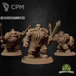Описание картинки Dwarfs Warriors - 3 Штуки от MrMetalHorror по цене 300руб | Свободный Рынок Миниатюр - СРМ