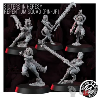 Описание картинки MAIDEN SISTERS REPENTIUM SQUAD Т1 Репентии хаоса+Пинап версия #1 от WastelandMiniatures по цене 570руб | Свободный Рынок Миниатюр - СРМ