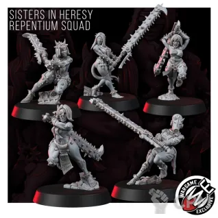 Описание картинки MAIDEN SISTERS REPENTIUM SQUAD Т1 Репентии хаоса+Пинап версия #1 от WastelandMiniatures по цене 570руб | Свободный Рынок Миниатюр - СРМ