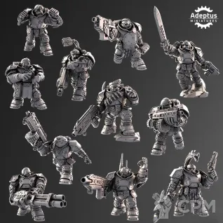 Описание картинки Kill squad Heavy Dwarves от PocketSized Prints по цене 1 500руб | Свободный Рынок Миниатюр - СРМ