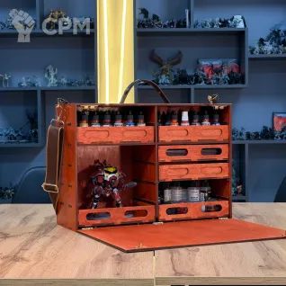 Описание картинки Кейс для красок и миниатюр WarpBox Middle New (цвет красное дерево) от WarpBox по цене 10 000руб | Свободный Рынок Миниатюр - СРМ