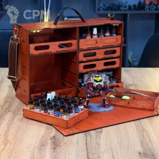 Описание картинки Кейс для красок и миниатюр WarpBox Middle New (цвет красное дерево) от WarpBox по цене 10 000руб | Свободный Рынок Миниатюр - СРМ