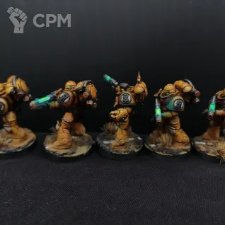 Описание картинки Imperial Fists Plazma Squad от @Avdohaprint по цене 3 500руб | Свободный Рынок Миниатюр - СРМ