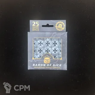 Описание картинки Набор кубов Baron Of Dice Knights Templar - White (Round Corner, x25 Dice, 16mm) от Akella по цене 5 500руб | Свободный Рынок Миниатюр - СРМ