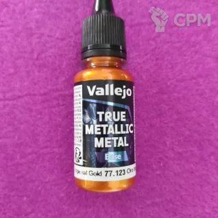 Описание картинки Vallejo True Metallic Metal Base 77.123 Imperial Gold от  по цене 415руб | Свободный Рынок Миниатюр - СРМ