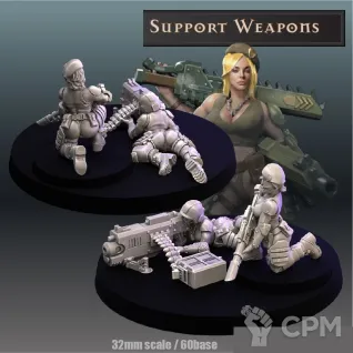 Описание картинки Девчонки сквад тяжёлого оружия Catachan Heavy Weapon Squad от Подземный человек по цене 1 340руб | Свободный Рынок Миниатюр - СРМ
