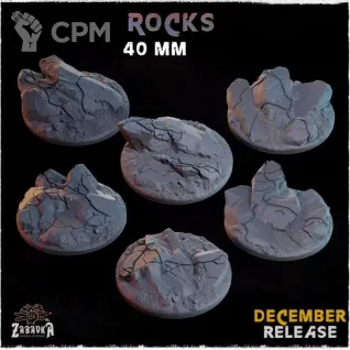 Описание картинки Базы 40мм под скалистую местность (rocks) 3 шт. от Print and play по цене 300руб | Свободный Рынок Миниатюр - СРМ