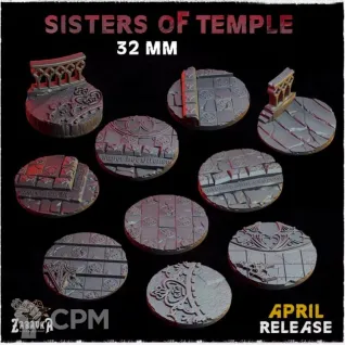 Описание картинки Базы 32мм под храмы (temple) 5 шт. от Print and play по цене 400руб | Свободный Рынок Миниатюр - СРМ