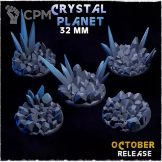 Описание картинки Базы 32мм Кристальные (Crystal) 5 шт. от Print and play по цене 400руб | Свободный Рынок Миниатюр - СРМ