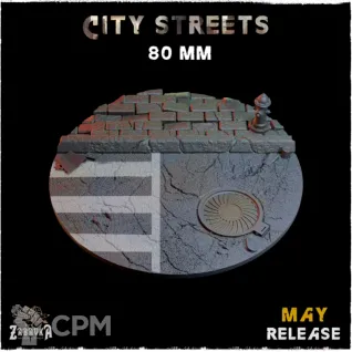 Описание картинки Базы 80мм городские (City streets) 1 шт. от Print and play по цене 500руб | Свободный Рынок Миниатюр - СРМ