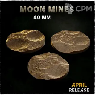 Описание картинки Базы 40мм под Луну (moon) 3 шт. от Print and play по цене 300руб | Свободный Рынок Миниатюр - СРМ