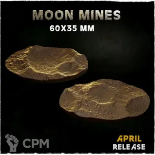 Описание картинки Базы 60х35мм под Луну (moon) 3 шт. от Print and play по цене 400руб | Свободный Рынок Миниатюр - СРМ