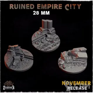Описание картинки Базы 28мм под городские руины (empire city ruins) 10 шт. от Print and play по цене 600руб | Свободный Рынок Миниатюр - СРМ