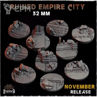Описание картинки Базы 32мм под городские руины (empire city ruins) 5 шт. от Print and play по цене 400руб | Свободный Рынок Миниатюр - СРМ