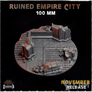 Описание картинки Базы 100мм под городские руины (empire city ruins) 1 шт. от Print and play по цене 800руб | Свободный Рынок Миниатюр - СРМ