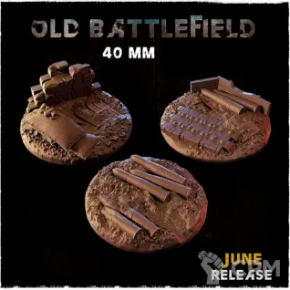 Описание картинки Военные базы 40мм (Old battlefield) 3 шт. от Print and play по цене 300руб | Свободный Рынок Миниатюр - СРМ