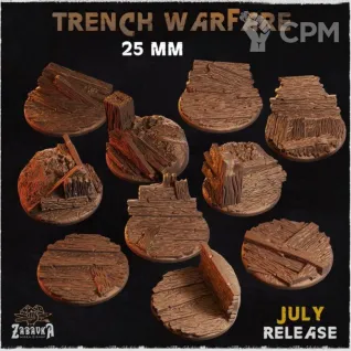Описание картинки Базы 25мм под окопы (Trench Warfare) 10 шт. от Print and play по цене 500руб | Свободный Рынок Миниатюр - СРМ