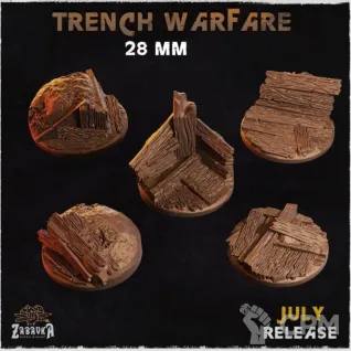 Описание картинки Базы 28мм под окопы (Trench Warfare) 10 шт. от Print and play по цене 600руб | Свободный Рынок Миниатюр - СРМ