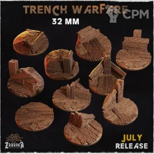Описание картинки Базы 32мм под окопы (Trench Warfare) 5 шт. от Print and play по цене 400руб | Свободный Рынок Миниатюр - СРМ