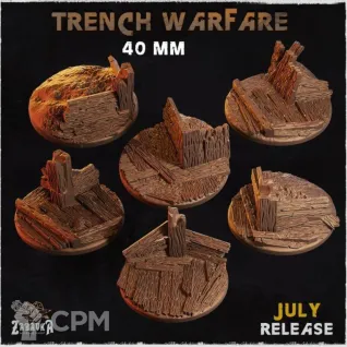 Описание картинки Базы 40мм под окопы (Trench Warfare) 3 шт. от Print and play по цене 300руб | Свободный Рынок Миниатюр - СРМ