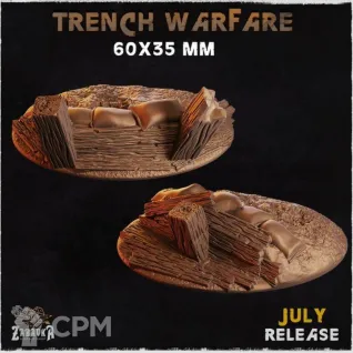Описание картинки Базы 60x35мм под окопы (Trench Warfare) 3 шт. от Print and play по цене 400руб | Свободный Рынок Миниатюр - СРМ