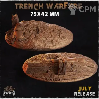 Описание картинки Базы 75х42мм под окопы (Trench Warfare) 1 шт. от Print and play по цене 300руб | Свободный Рынок Миниатюр - СРМ