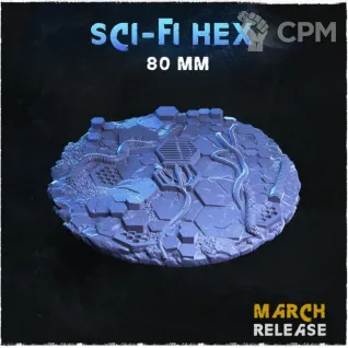 Описание картинки Базы 80мм под sci-fi (Sci-fi hex) 1 шт. от Print and play по цене 500руб | Свободный Рынок Миниатюр - СРМ