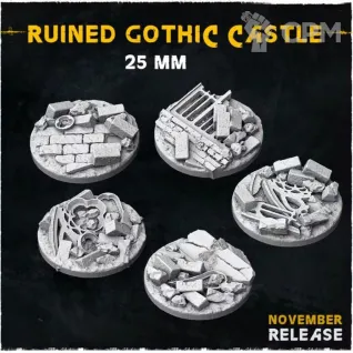 Описание картинки Готические базы 25мм (Ruined gothic castle) 10шт. от Print and play по цене 500руб | Свободный Рынок Миниатюр - СРМ