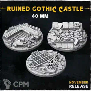 Описание картинки Готические базы 40мм (Ruined gothic castle) 3шт. от Print and play по цене 300руб | Свободный Рынок Миниатюр - СРМ