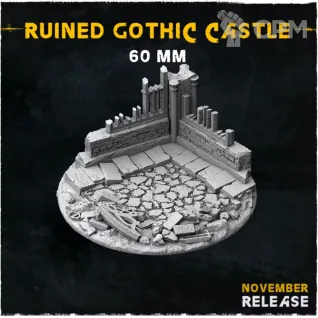 Описание картинки Готические базы 60мм (Ruined gothic castle) 1шт. от Print and play по цене 250руб | Свободный Рынок Миниатюр - СРМ