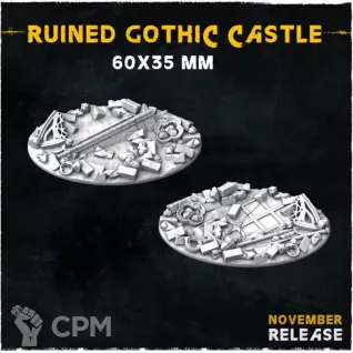 Описание картинки Готические базы 60х35мм (Ruined gothic castle) 3 шт. от Print and play по цене 400руб | Свободный Рынок Миниатюр - СРМ