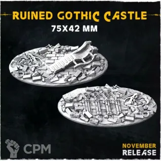 Описание картинки Готические базы 75х42мм (Ruined gothic castle) 1 шт. от Print and play по цене 300руб | Свободный Рынок Миниатюр - СРМ