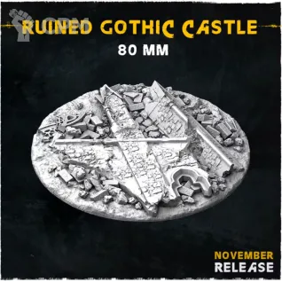 Описание картинки Готические базы 80мм (Ruined gothic castle) 1шт. от Print and play по цене 500руб | Свободный Рынок Миниатюр - СРМ